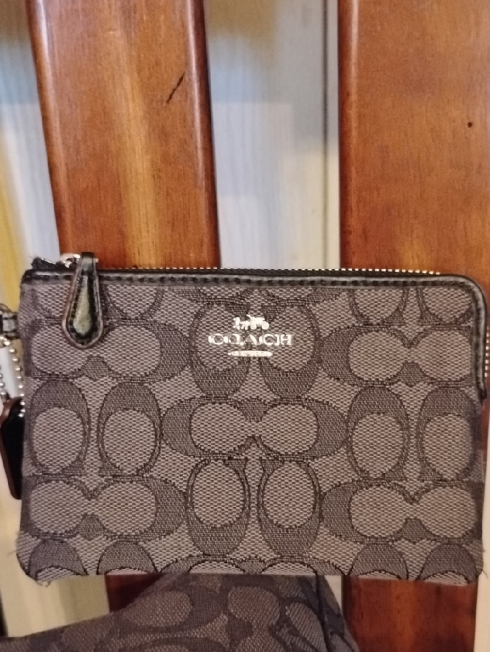 Coach Brown Signature Canvas Zip Wristlet